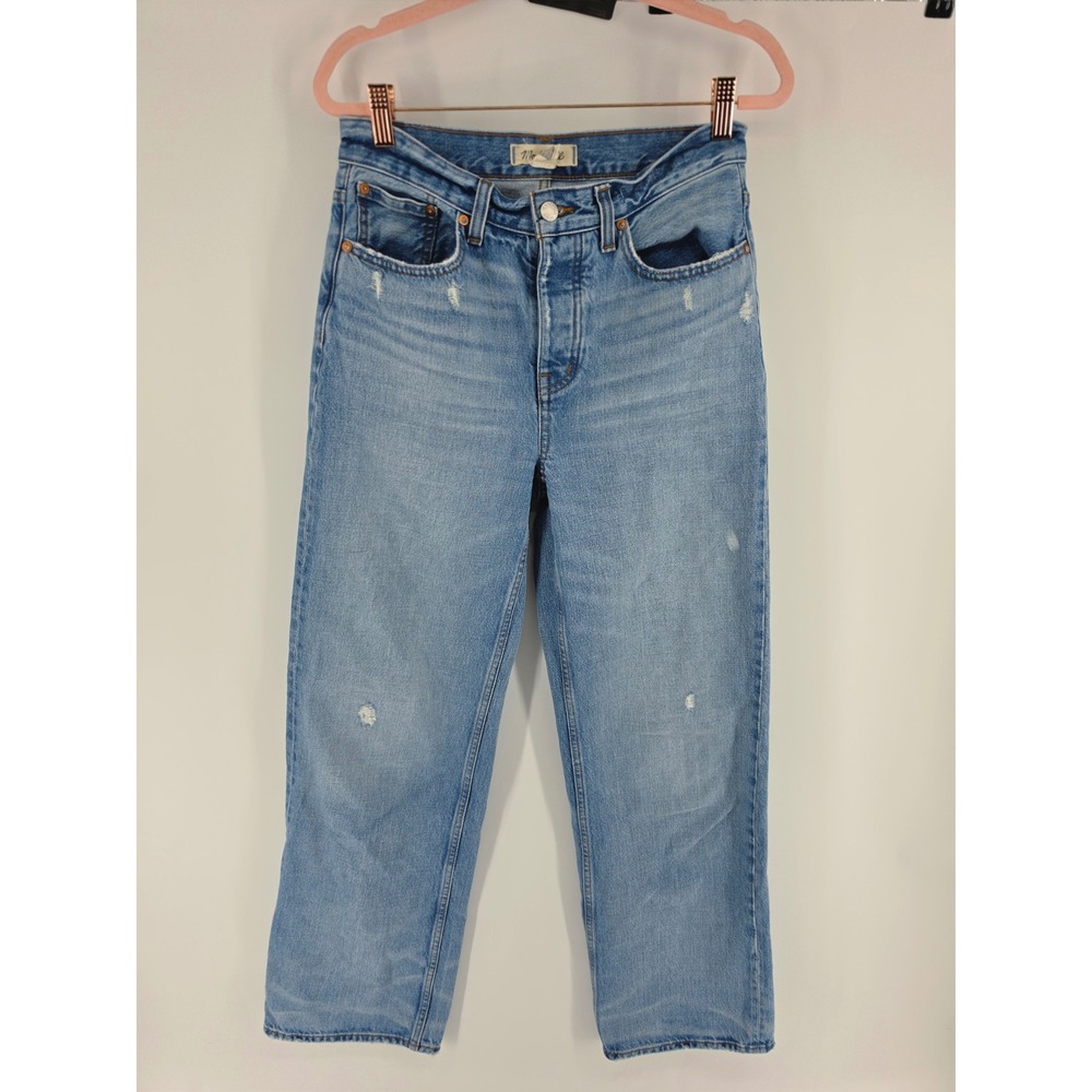 Madewell Low-Slung Baggy Jeans Light Indigo Distressed 100% Cotton Size 23